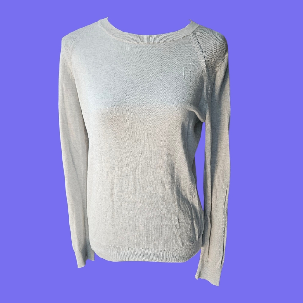 Gray Women's Banana Republic Silk Cotton Crewneck Pullover, Size S